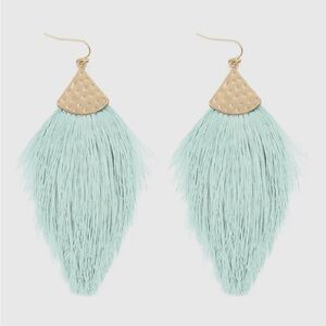 Elegant Gold and Mint Feather Earrings